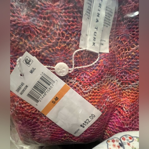 NWT Trina Turk Athena Belted Caftan Lace Crocheted Mini Cover Up Size S-M - Picture 8 of 8